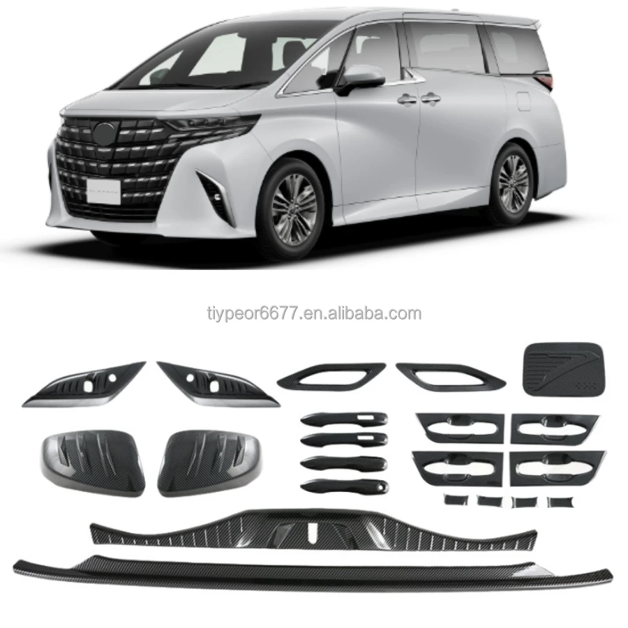 product exterior trims kit  for toyota alphard 2024 door cup protector handle front fog lamp rear mirror charging port cover-3