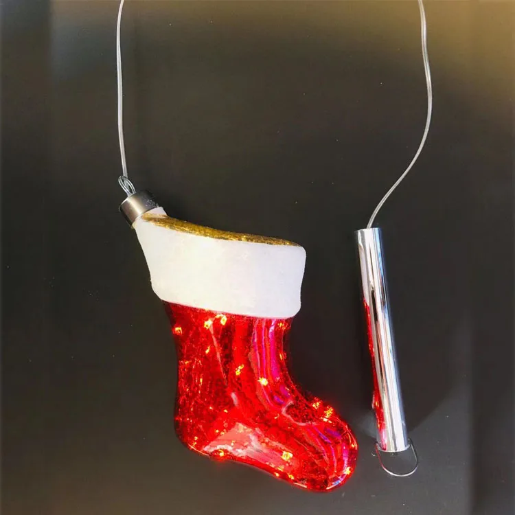 Led light up red hanging Christmas blown mercury glass life clothes jacket Santa Claus coat ornaments factory