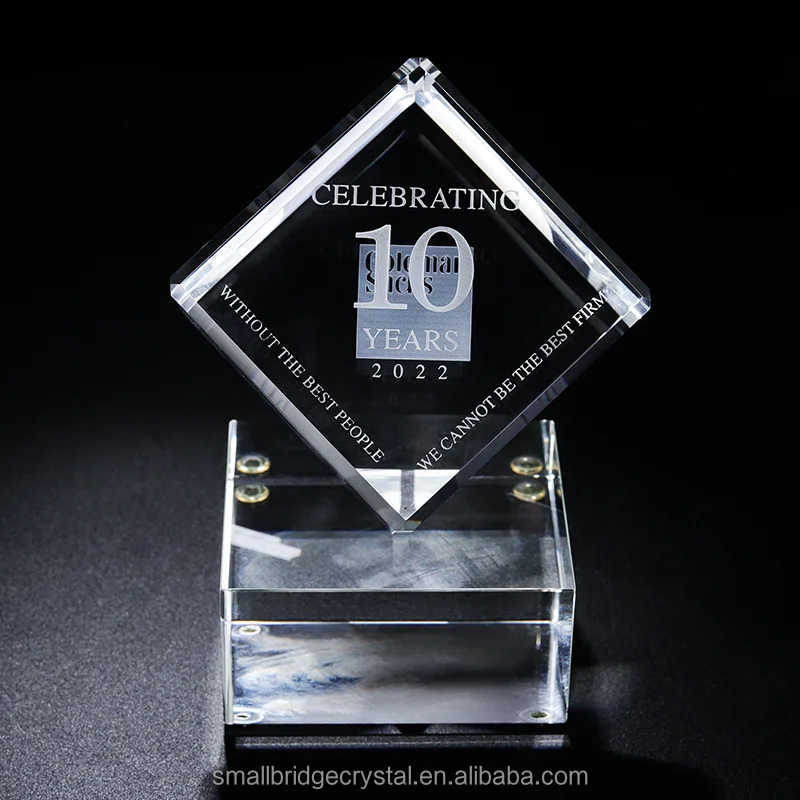 Custom K9 Crystal Cube Trophy Luxury Office Desk Gift Laser Engraved Logo 10th/20th Company Souvenir Decor Carved Sports Pyramid details