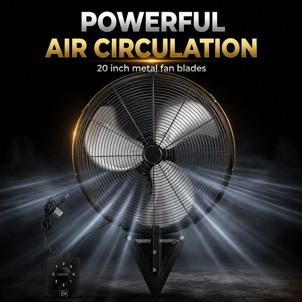 Oscillating Wall Mount Fan, Electric, Metal - detail 6