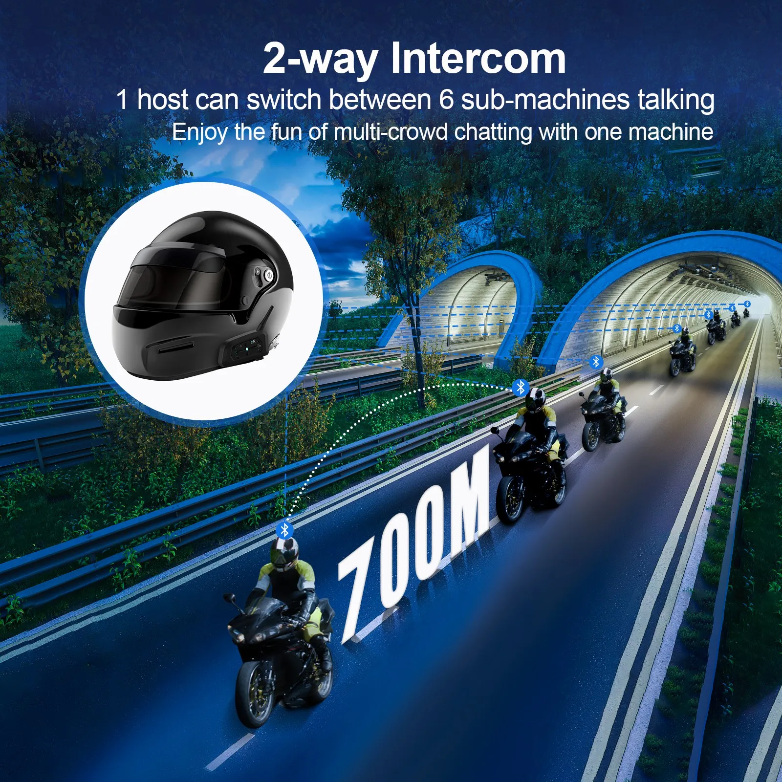 EJEAS V7 Motorcycle Helmet, Bluetooth Intercom, Headphones, 2 People, Full Duplex, Wireless, Motorcycle, Intercom, Connection to up to 7 Bikes, Skiing and Climbing (Pack of 2