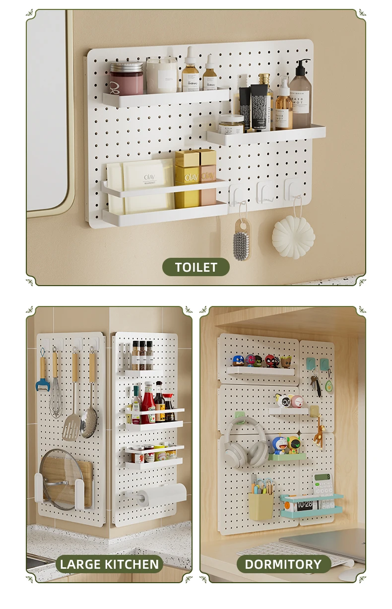 No Drilling Home Wall Hanger Storage Shelves Mulit-funcation Display Rack Assortment Hanging Hole Plate Pegboard