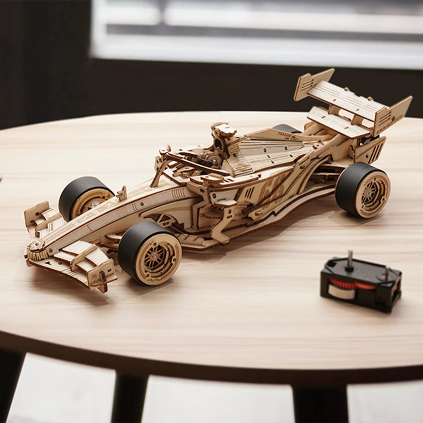 CPC Certificated Robotime Rokr Adults DIY Wood Craft Gift LK505 F1 Racing Car Model 3D Wooden Puzzles