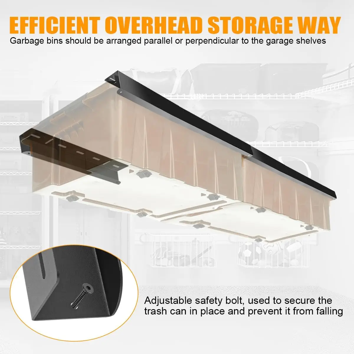 Overhead Ceiling Adjustable Width Orientation Garage Storage Bins Bracket Rack