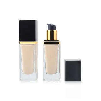 wholesale factory 30ml customized liquid foundation cream pump glass make-up glass foundation bottle with gold lotion pump