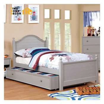 Solid Wood Transitional Twin Wood Poster Bed and Trundle Platform Bed