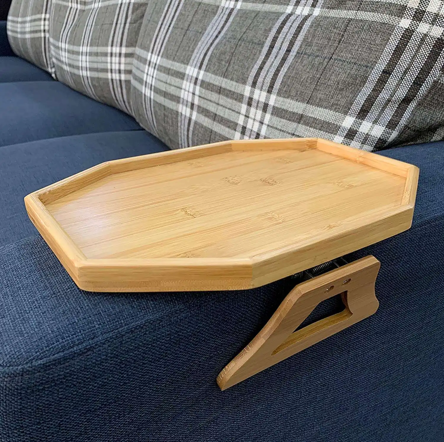Бамбуковый деревянный зажим на подносе, восьмиугольный стол для широких диванов, портативный диван, стол