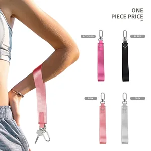 Durable Never Lost Keychains 38mm Ribbon Mobile Lanyards Key Chain Custom Logo Print Portable Fabric Nylon Leather Key Holder