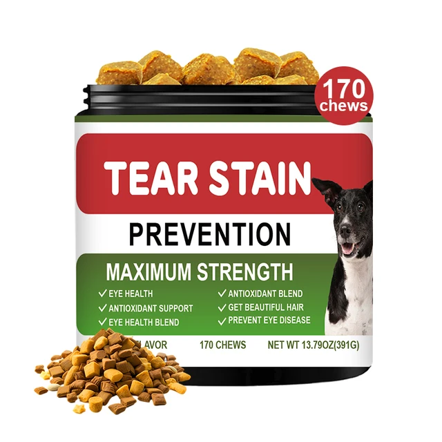 Custom Tear Stain Free Pet Supplement Probiotic Per Canine Soft Chew Cat and Dog Food