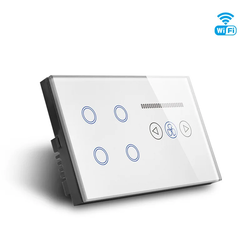 Easy to Install Smart Life App Voice Control WiFi  Fan Light Switch 4 Gang Touch Panel Wall Light Smart Switch  for Smart Home