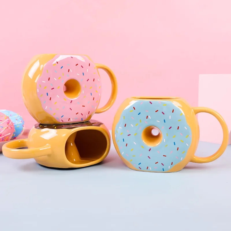 Ceramic Donut Mug Pink Glaze Doughnut With Sprinkles Best Cup for Coffee Tea Hot Chocolate manufacture