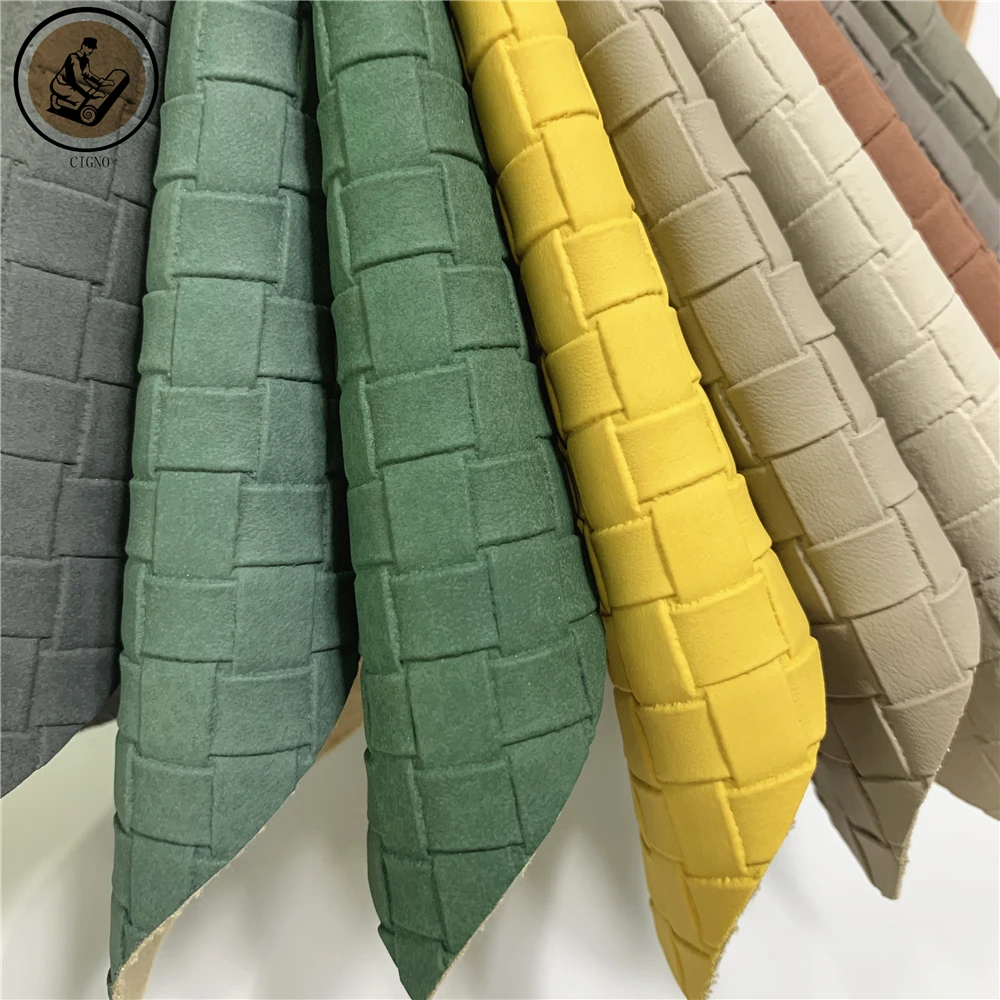 Woven Pattern Embossed PU PVC Synthetic Leather for Upholstery Furniture Sofa Chair Car Seat Automotive Interior details