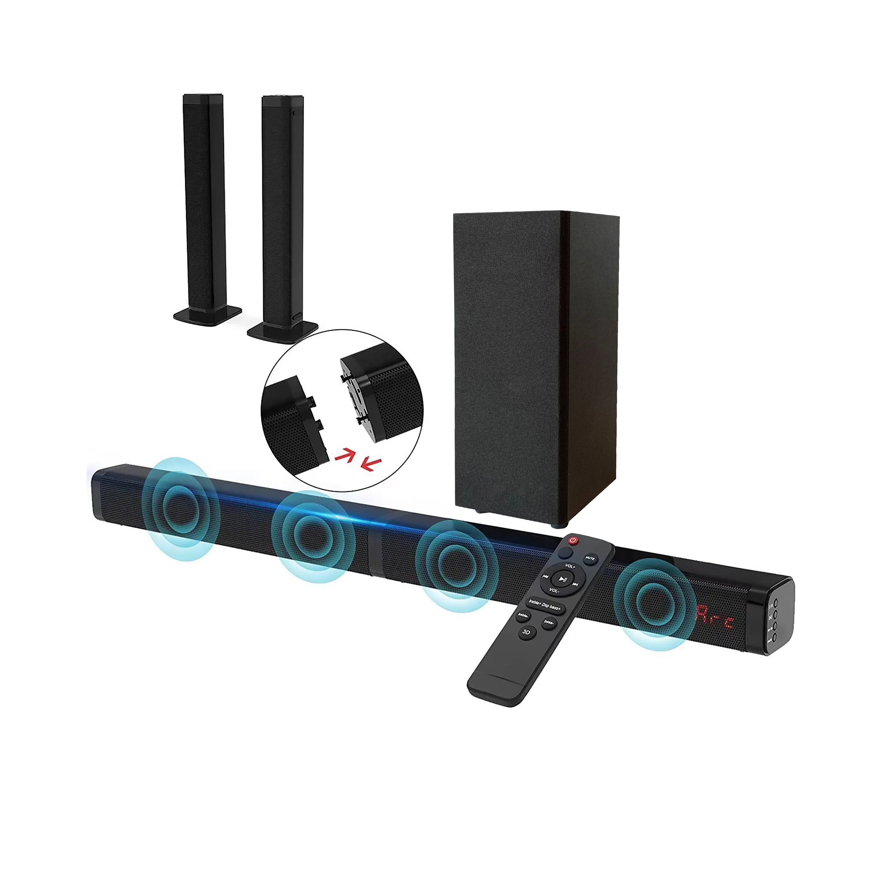 JLBK Sound Bar Enhance TV Audio with Detachable Subwoofer