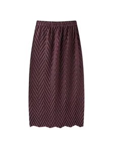 Miyake Hip Skirt Women's Elastic Waist Mid-length Solid Color Casual All-match Loose A-line Autumn Anti-Wrinkle