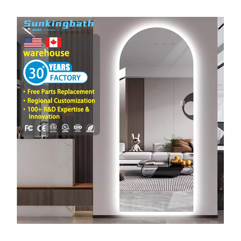 Home Standing Bedroom Dressing Led Luxury Floor Mirrors Wall Full Large Led Full Length Backlit Mirror