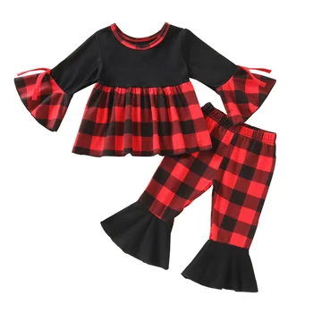Remake Kids Trending Clothes Puffy Sleeves Tunic Bell Pants Sets Kid Girl Discount Clothes Set Korean Style Clothing