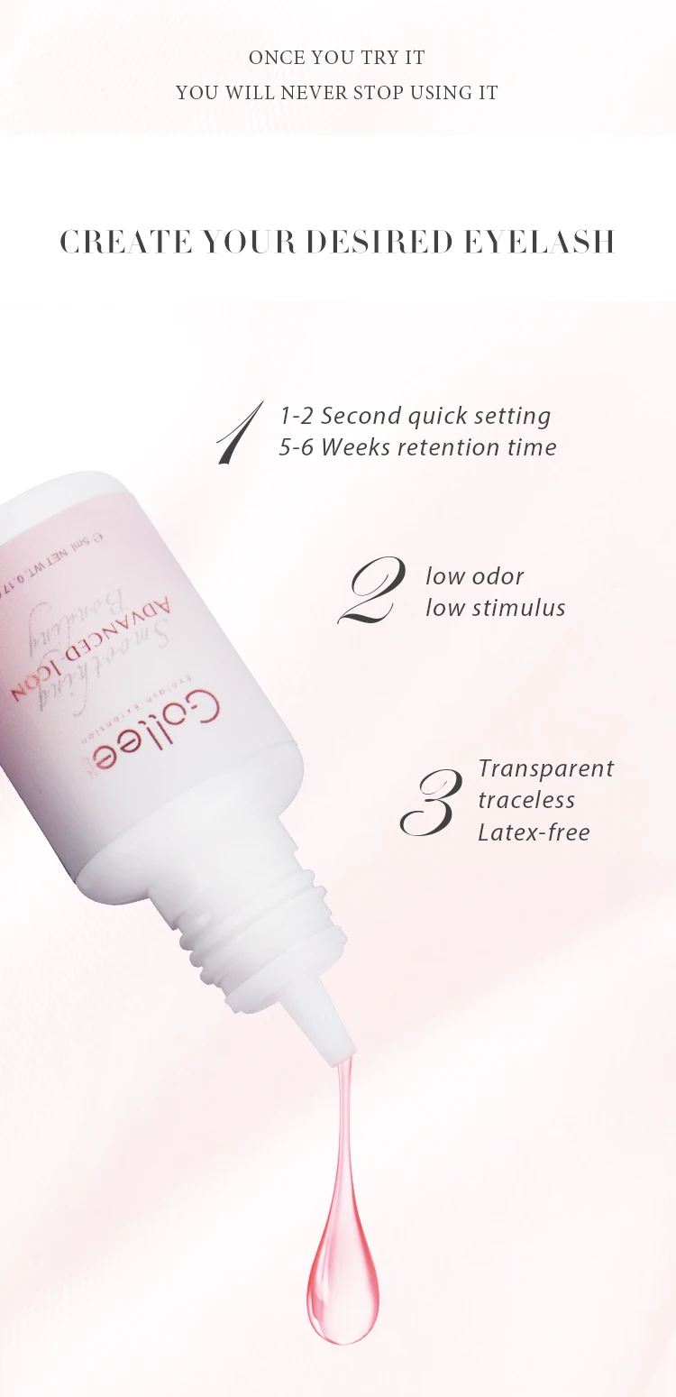 Gollee Pink Glue Adhesive Latex Free Bottle Wholesale Waterproof