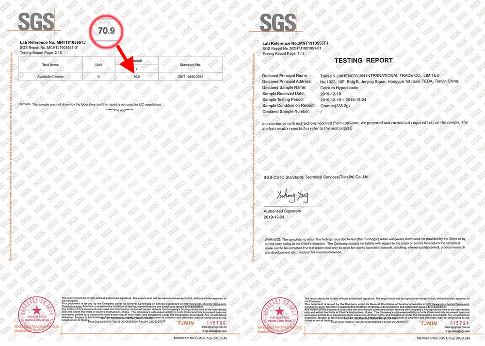 SGS calcium hypochlorite