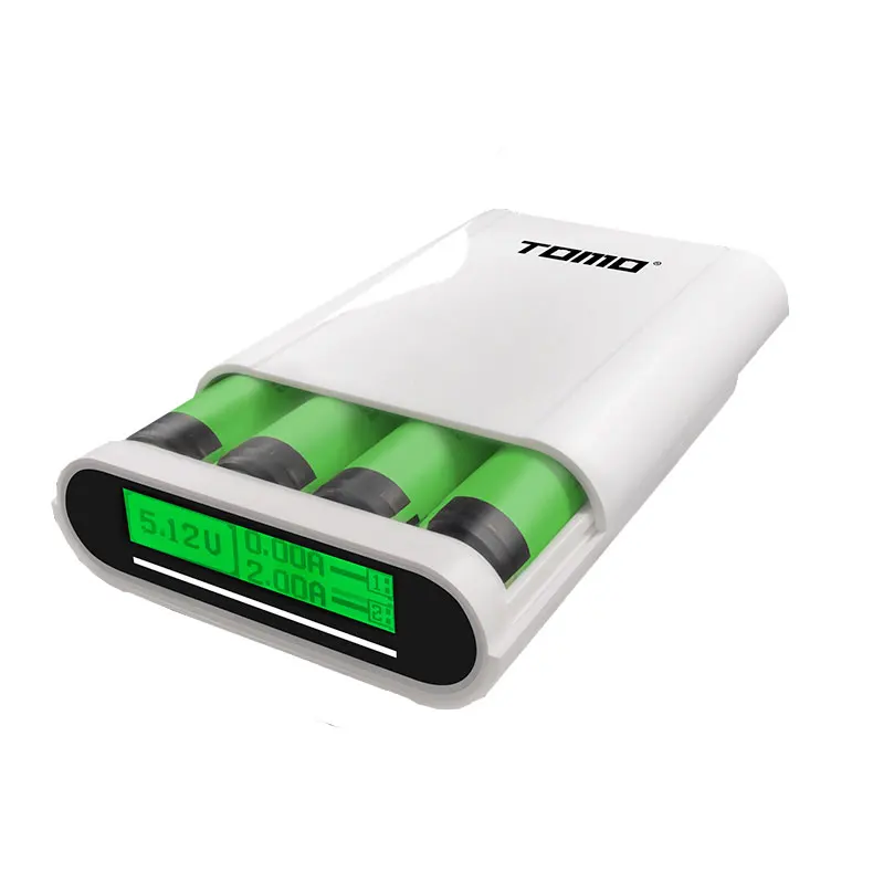 High Quality OMO T4 LCD Display Intelligent 18650 Batteries Cell Charger And DIY USB-C Power Banks