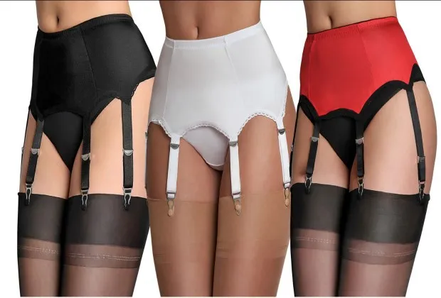 Reggicalze all'ingrosso signora nera sexy donna lingerie sexy reggicalze in rete con sei fermagli in metallo set di reggicalze_voghion.com