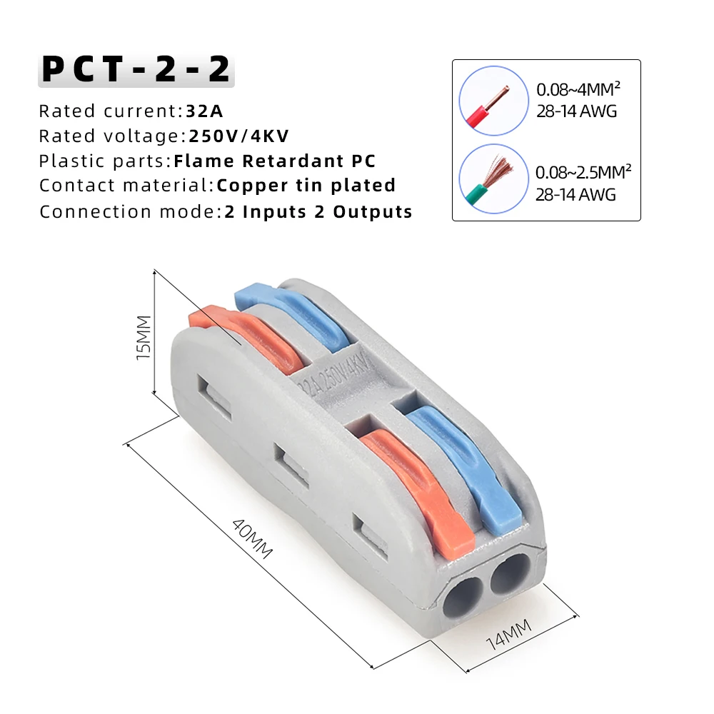 kejian direct factory wire in connectors CMK 412 wire push connector Wire terminal pin connector