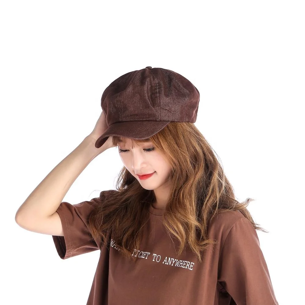 Изготовленный на заказ для взрослых; Цвет Однотонный; Из джинсовой ткани в стиле арт Кепка на осень-зиму, в Корейском стиле, модные джинсовые береты шапки