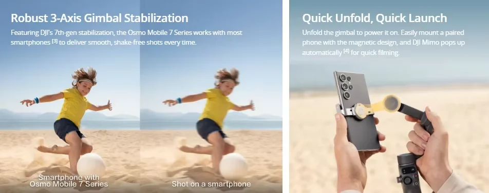 Original Osmo Mobile 7 Standard Kit - 3-Axis Gimbal with Built-in Tripod | Designed for Vlogging