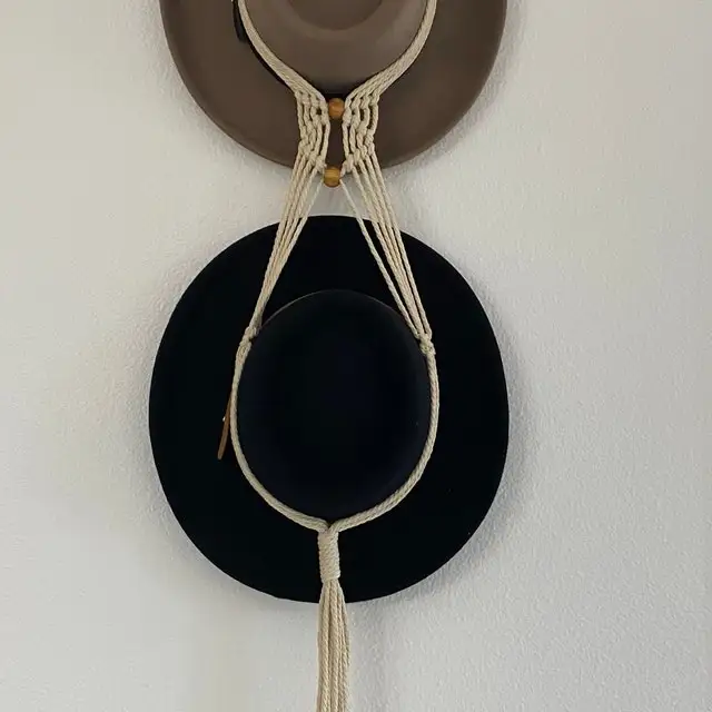 Boho натуральный подарок ручной работы фермерский хлопковый двойной подвесной органайзер макраме держатель для шляпы