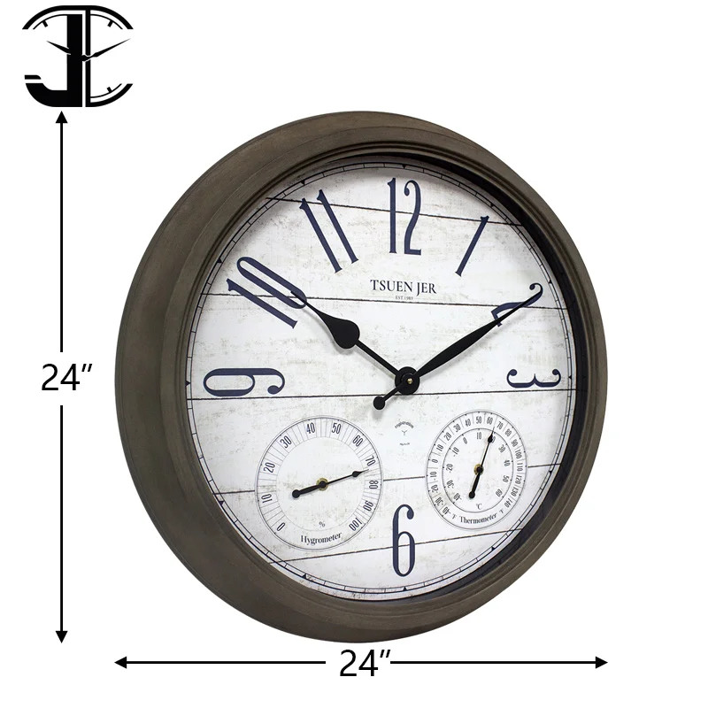 Large Wall Clock 24 Inch Silent Nonticking Vintage Wall Clocks Battery