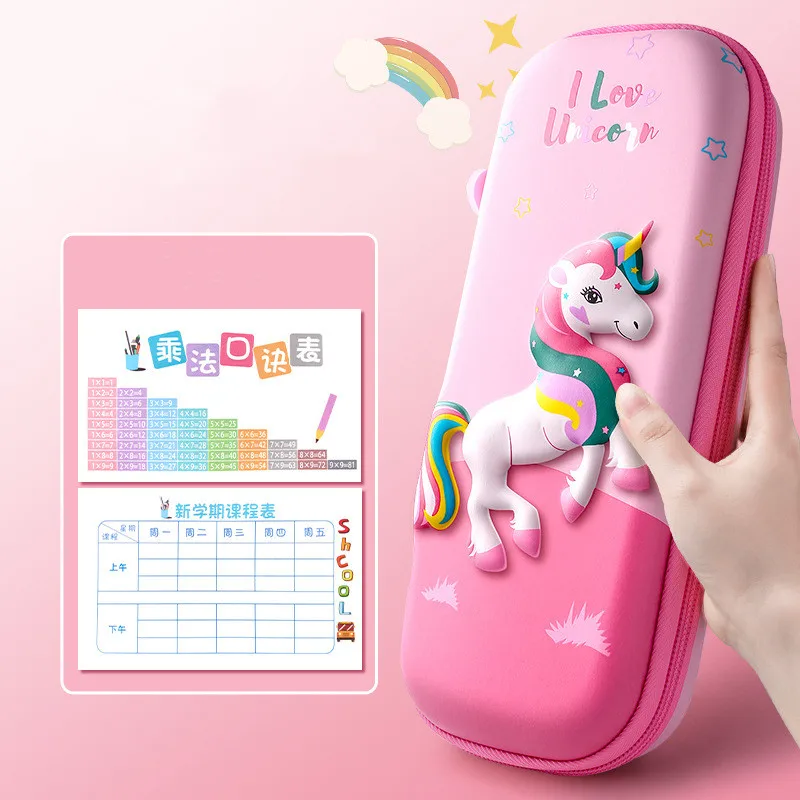 3D EVA Unicorn Pencil Case for Girls - Rainbow Unicorn – IntelKids