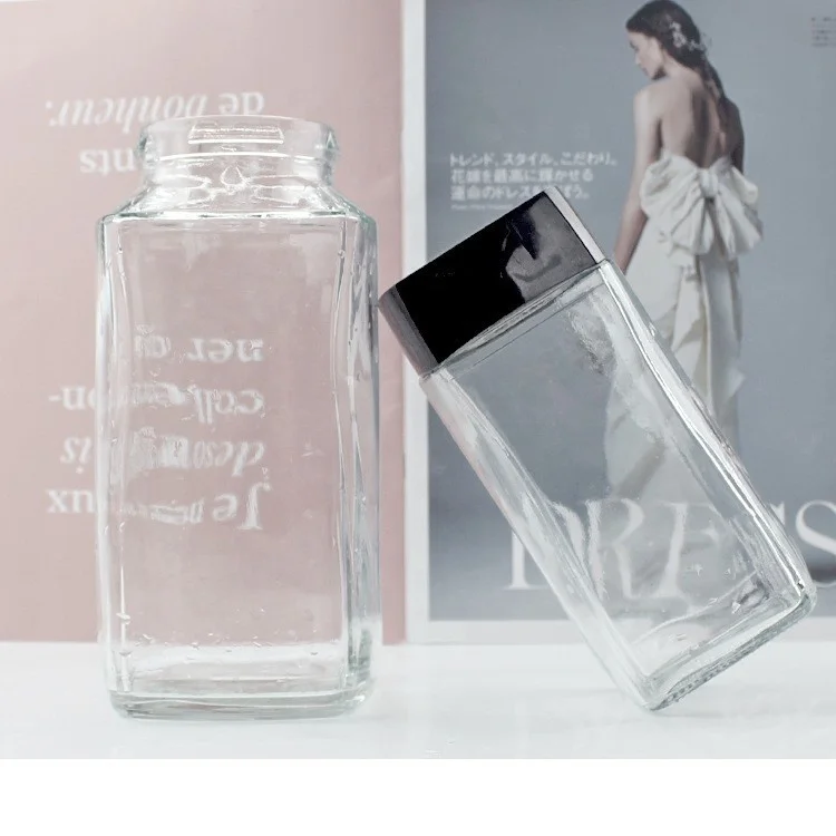400ml 800ml Glass Bottle for Coffee Powder Square Glass Jar for Instant Coffee with Plastic Cap