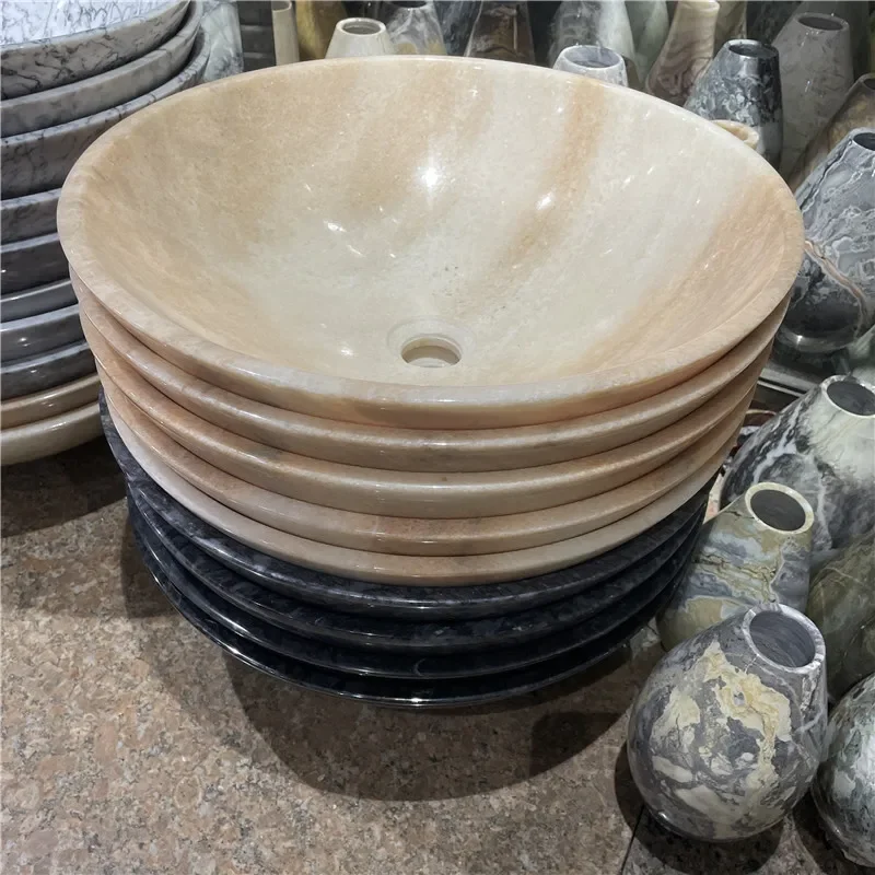 product wholesale price luxury round yellow onyx sink for home and hotel bathroom decor batural round onyx sink-1