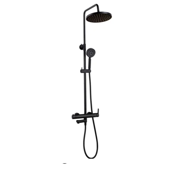 Bathroom Luxury Matte black   wall mounted shower column set  brass shower system set