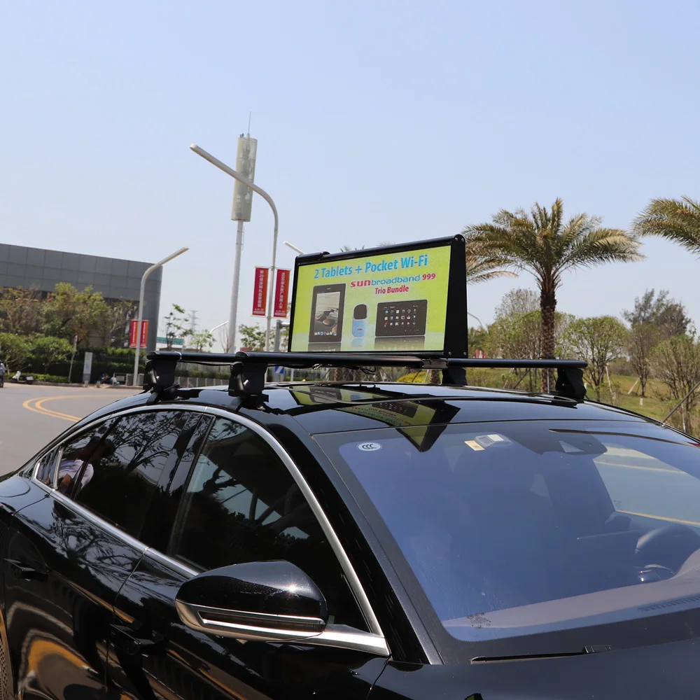 3G 4G Wireless Control P2.5 P2.96 Taxi Top Led Display/Car Top Sign/ LED Advertising 960x320mm Double Sided Car Roof Top