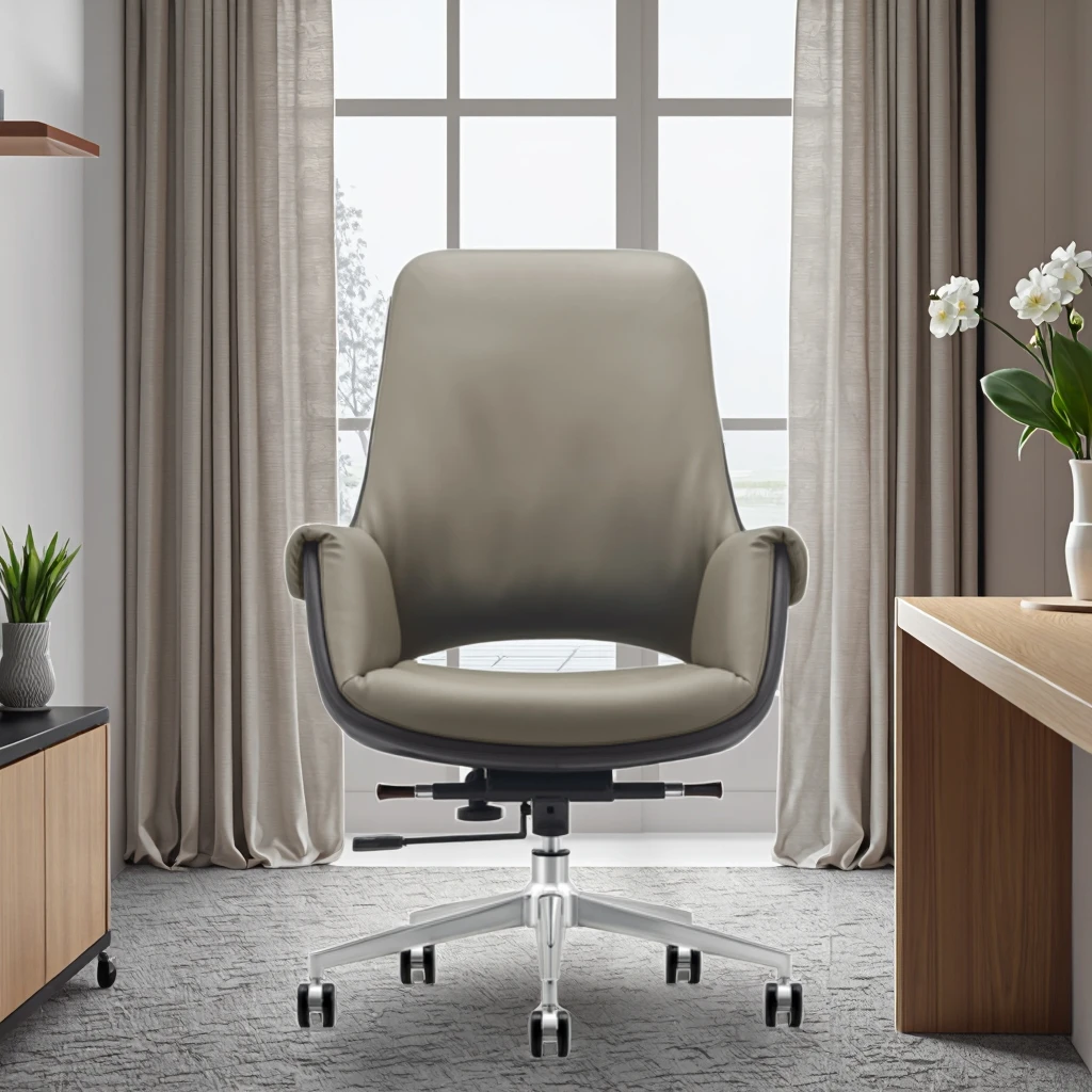 Modern Leather Executive Office Chair with Ergonomic Design Adjustable Height Lockable Recline 2