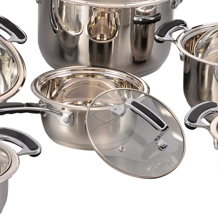 Wholesale 12Pcs Nonstick Frying Pot And Pans Kitchenware Stainless Steel Cookware Sets factory