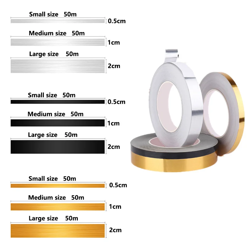 Hotel lobby hall Home Wall Tile Ceramic Gold Silver Foil Self Adhesive Floor Shiny bling Foil Tile gap Decoration Sticker Tape