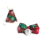 Pet Christmas Hat Bow Tie Set Cat Dog Christmas Day Accessories Collar