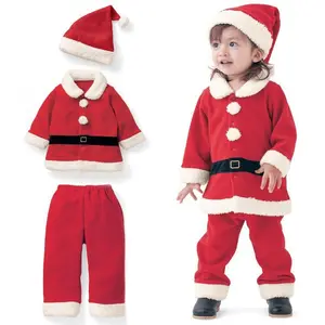 Foreign Trade Children's Christmas Boys Girls Baby Party Performance Suit Santa Claus Three-Piece Suit