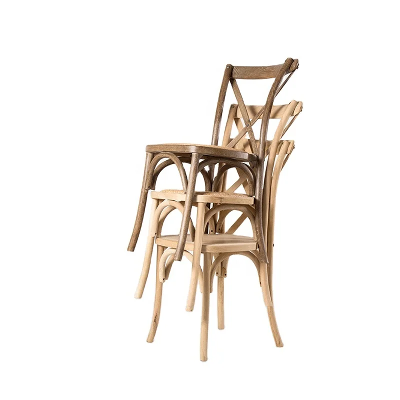 Solid Wood Stackable Wood Cross Back Chair Wedding Event Rental Chair