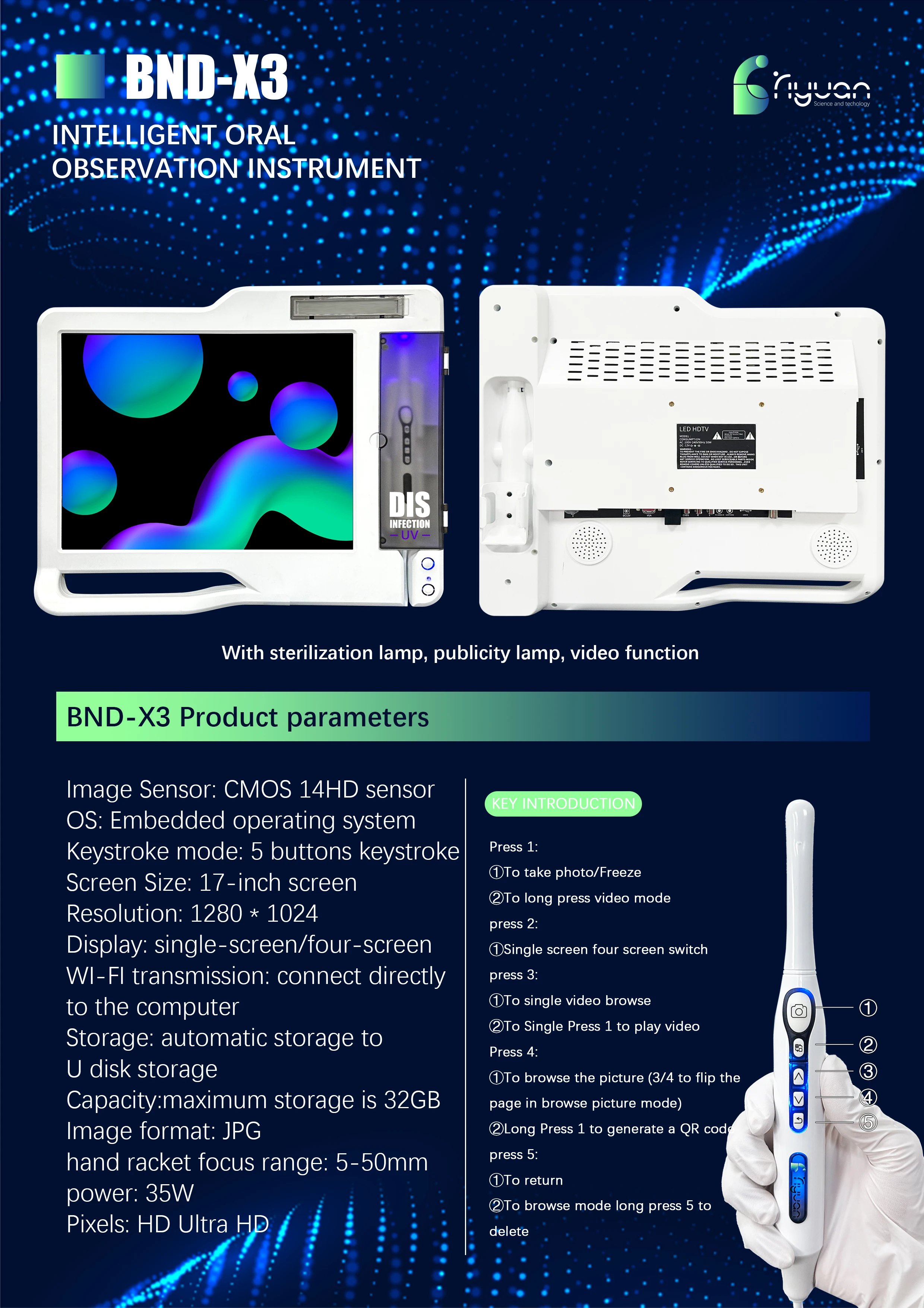 TV/AV Intraoral scanner camera dental camera hd china micro dental oral camera manufacture