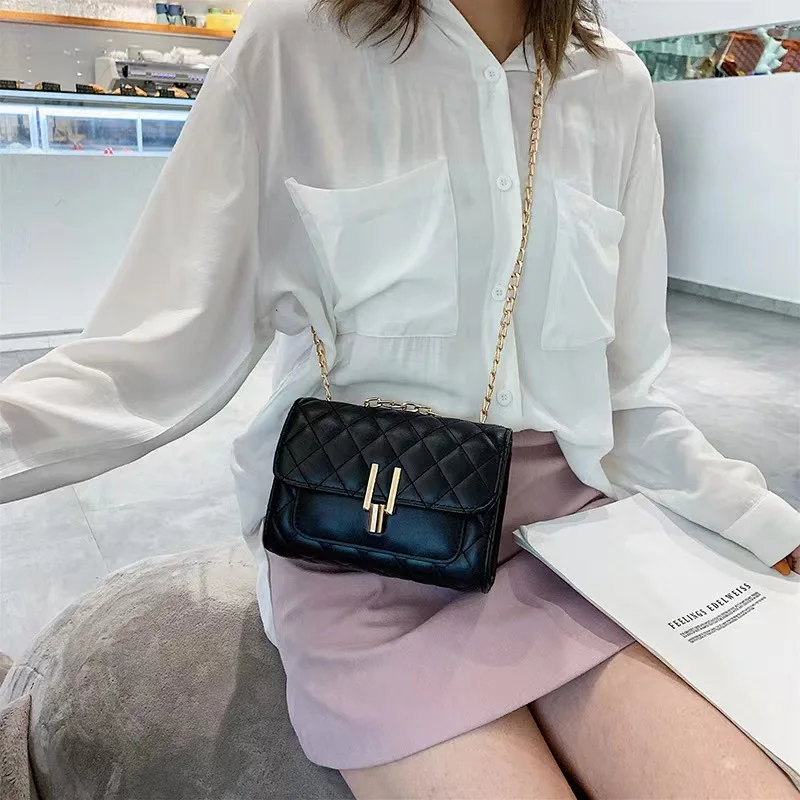 Casual Ladies Mini Handbags Flap Purse Fashion Women Checkered Pu ...