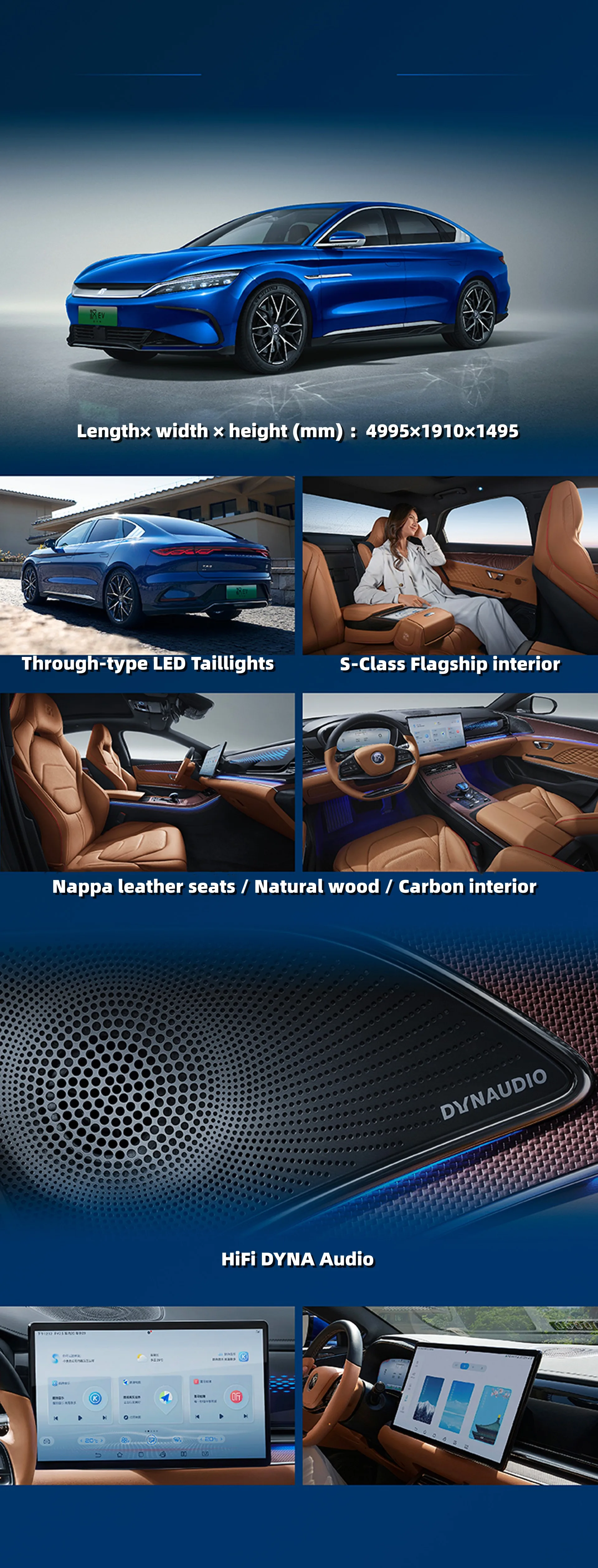 2022 China Byd Han Ev Luxury 605km Long Range Electric Car Electric