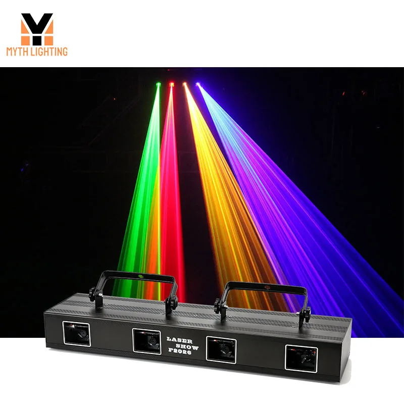 4 Array Beam Effect DMX Sound Activated Rgb Full Color Scanner 4 Head Laser Stage Light for Disco Dj Bar Party