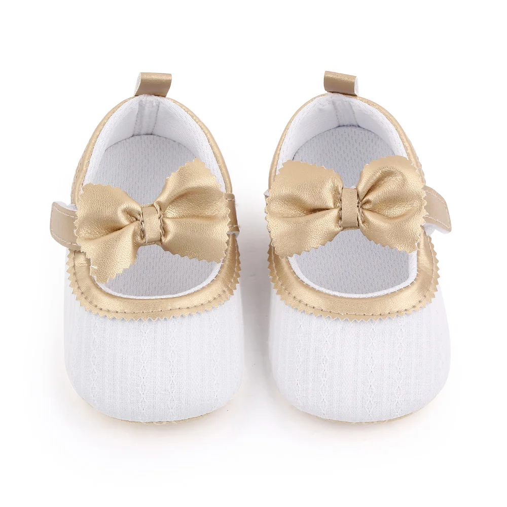 New Solid Color Bow Knit Baby Spring and Autumn Soft Sole Non-slip Princess Walking Shoes manufacture