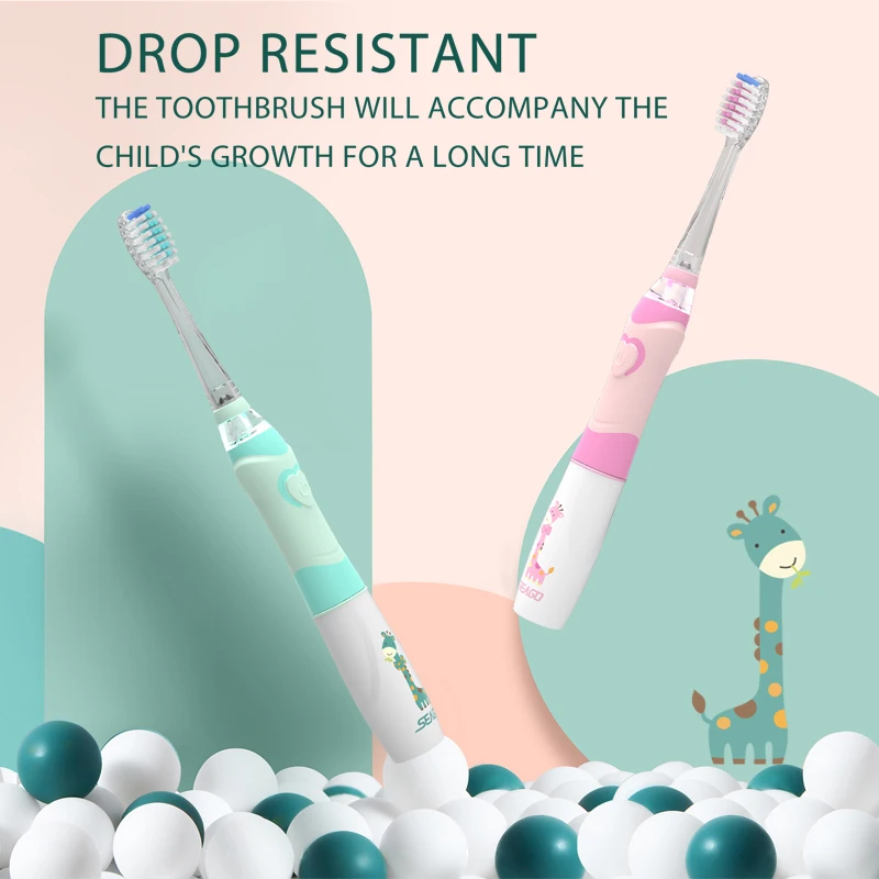 SG977 Led Light Battery Powered Timer Operated Children Kids Tooth Brush Sonic Electric Electrical Toothbrush for Boys Girls