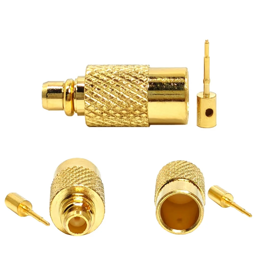 50ohm RF Coax Coaxial Connectors MMCX Male Macho Plug Straight Solder Crimp for RG402 Cable