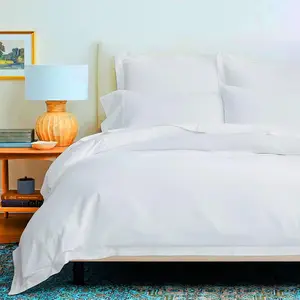 Wholesale Modern Style Simple Custom Ties in the Corner Hotel Duvet Cover Set 100% Cotton Satin Weave White Eco-Friendly 4 Piece