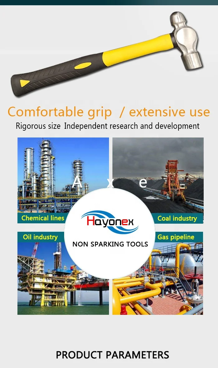 Explosion Proof Hammer Ball Hammer with Fiber Handle Teat Brass Hammer Non Sparking Tools