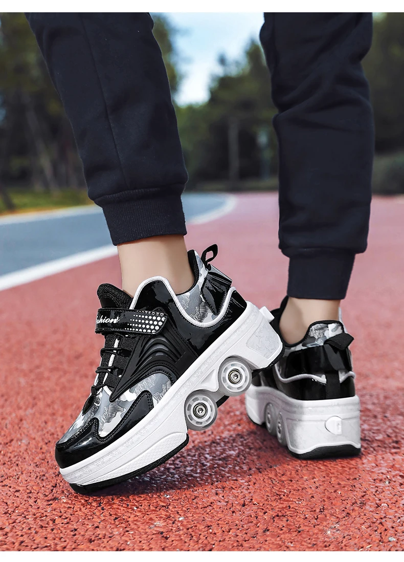 Retractable Roller Skate Shoes With Four Wheels For Adults Children